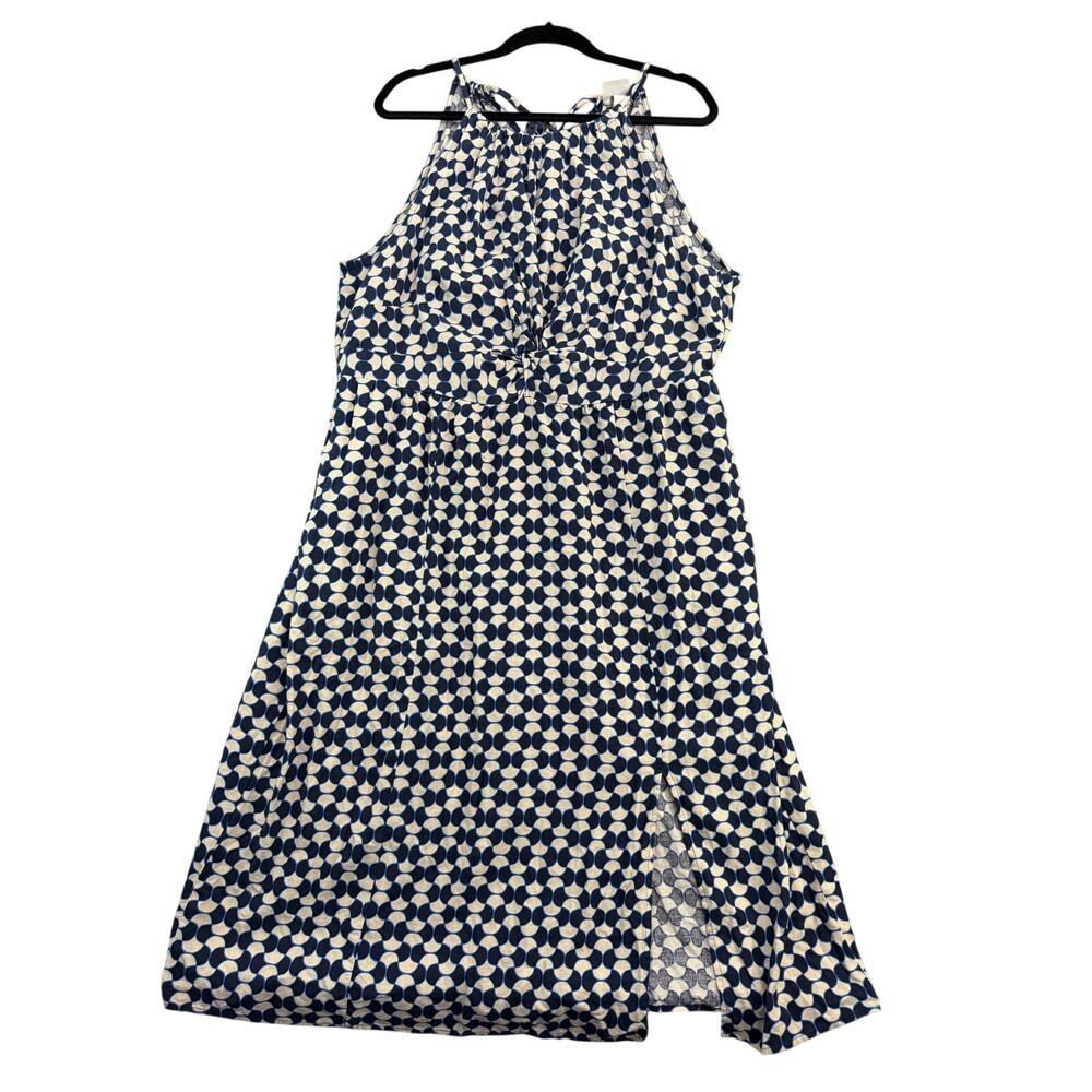 Ava & Viv Women's Blue Geometric Halter Neck A-Line Dress - Size 1X - NWT